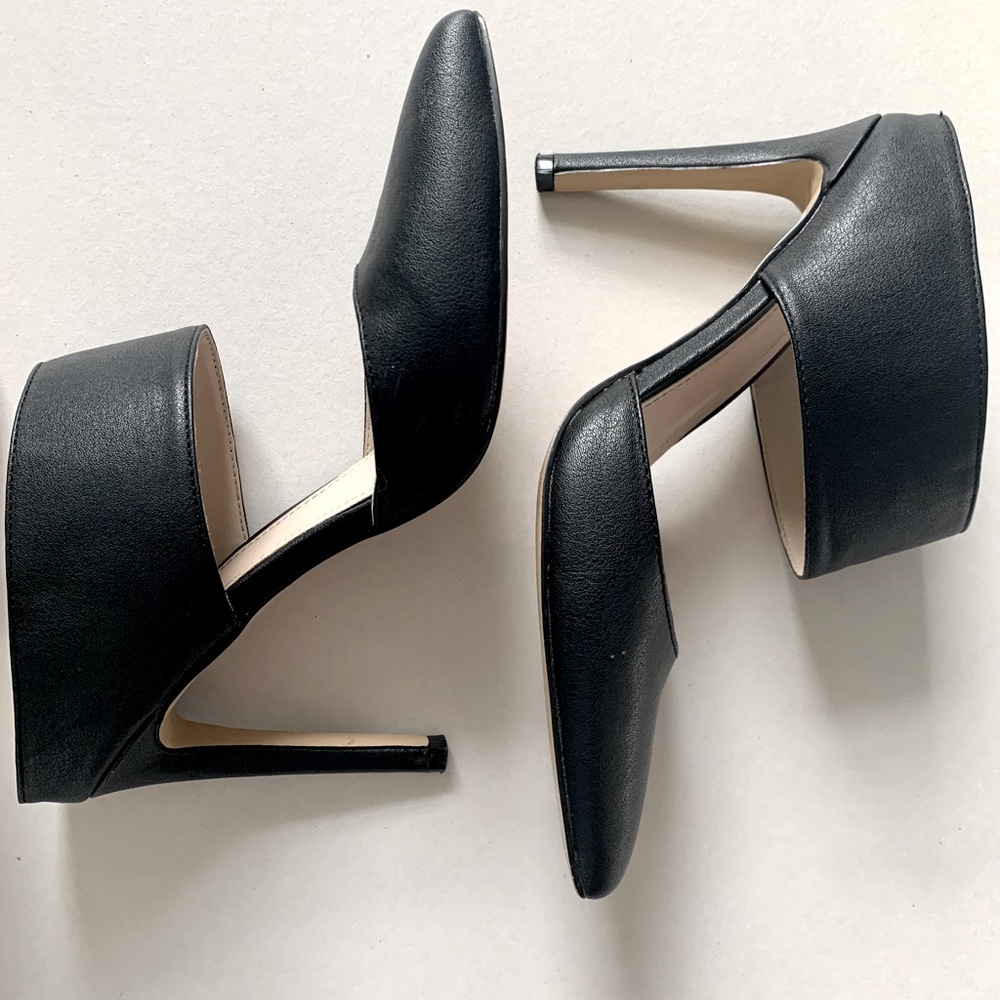 Express Black Strap Faux Leather 4” Heel